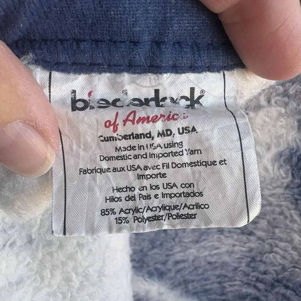 Vintage Biederlack Blue White Cat Kitty Reversible Blanket Made USA 47